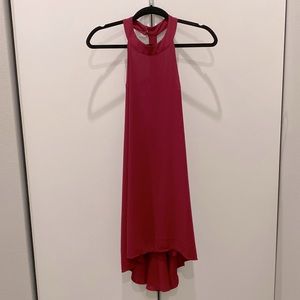 Nordstrom chiffon halter dress, dark red / pink color, size medium - never worn!
